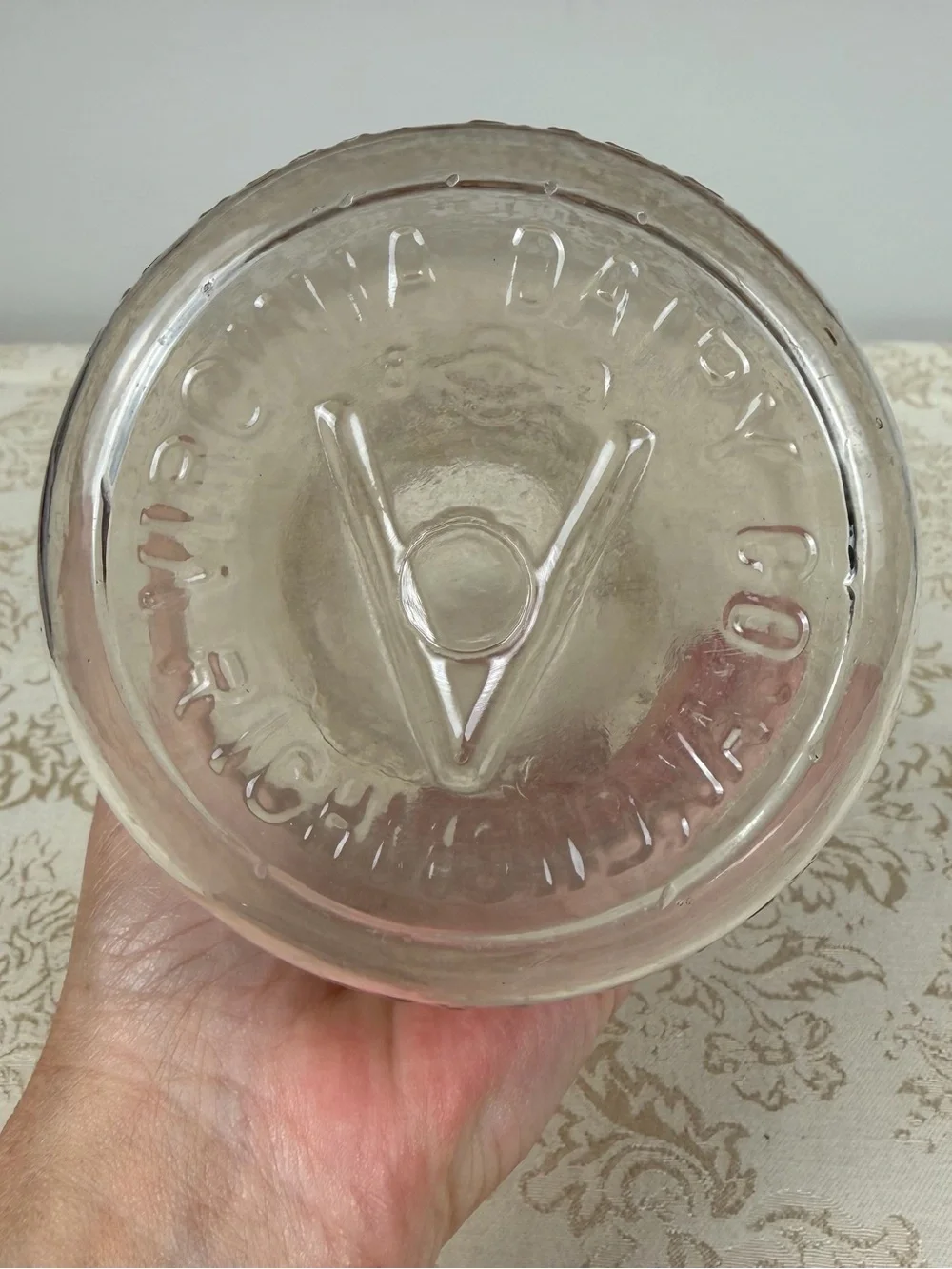 Virginia Dairy Vintage Clear Glass Milk Bottle - Embossed Logo, Richmond, VA